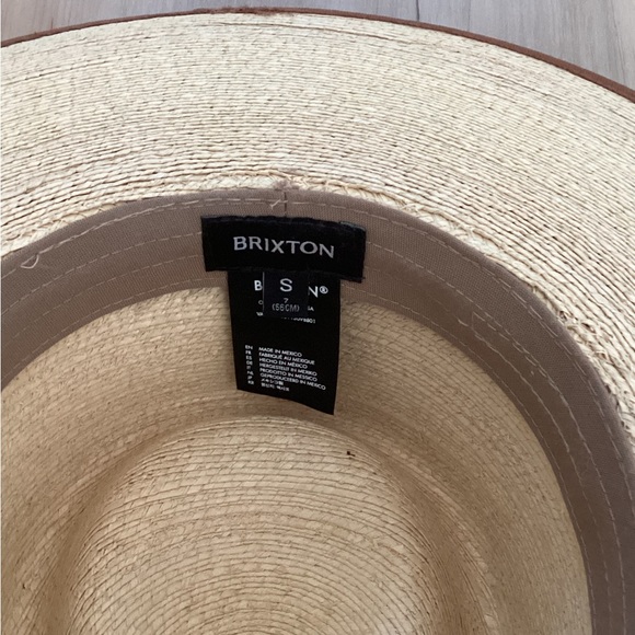 Wide-Brim Straw Fedora Hat - Natural with Brown Trim - Picture 2 of 2